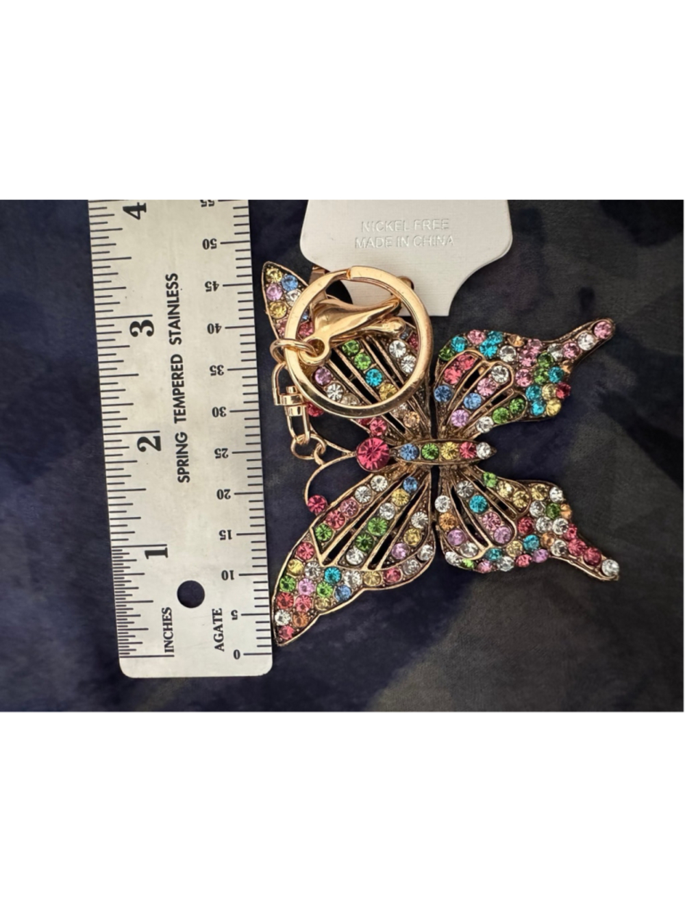 Large Multicolor Rhinestone Butterfly Keychain new - Picture 5 of 6